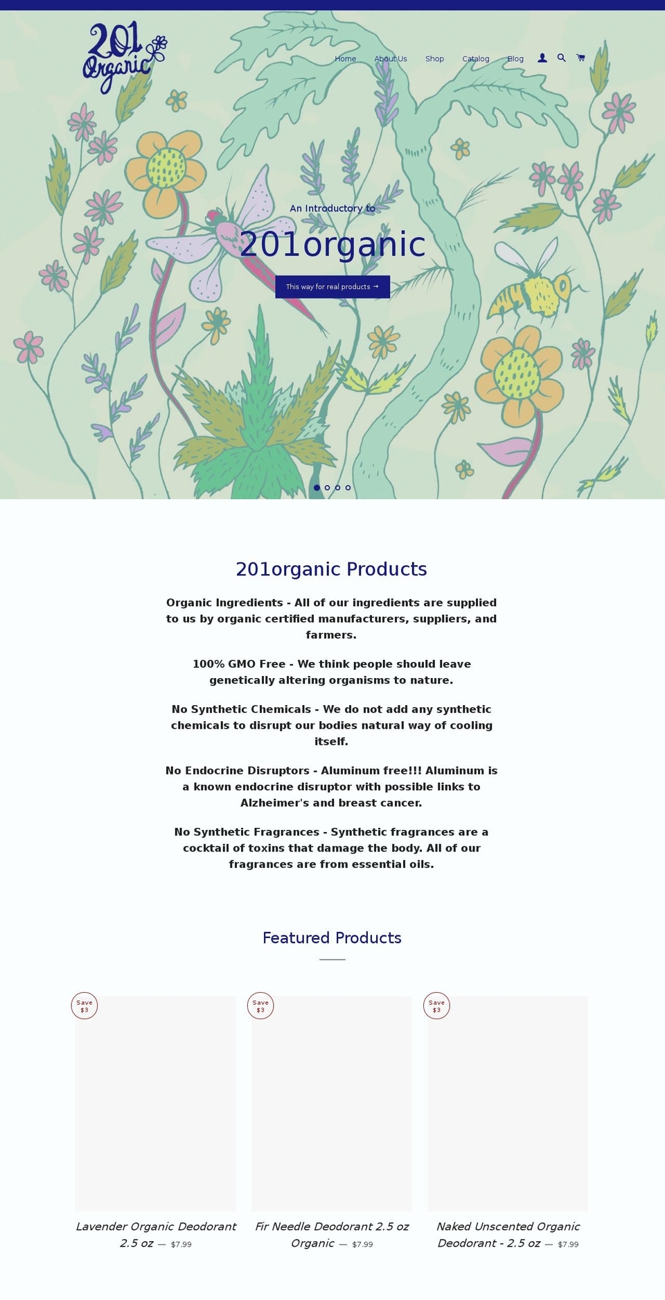 201organic.com — Shopify storefront screenshot