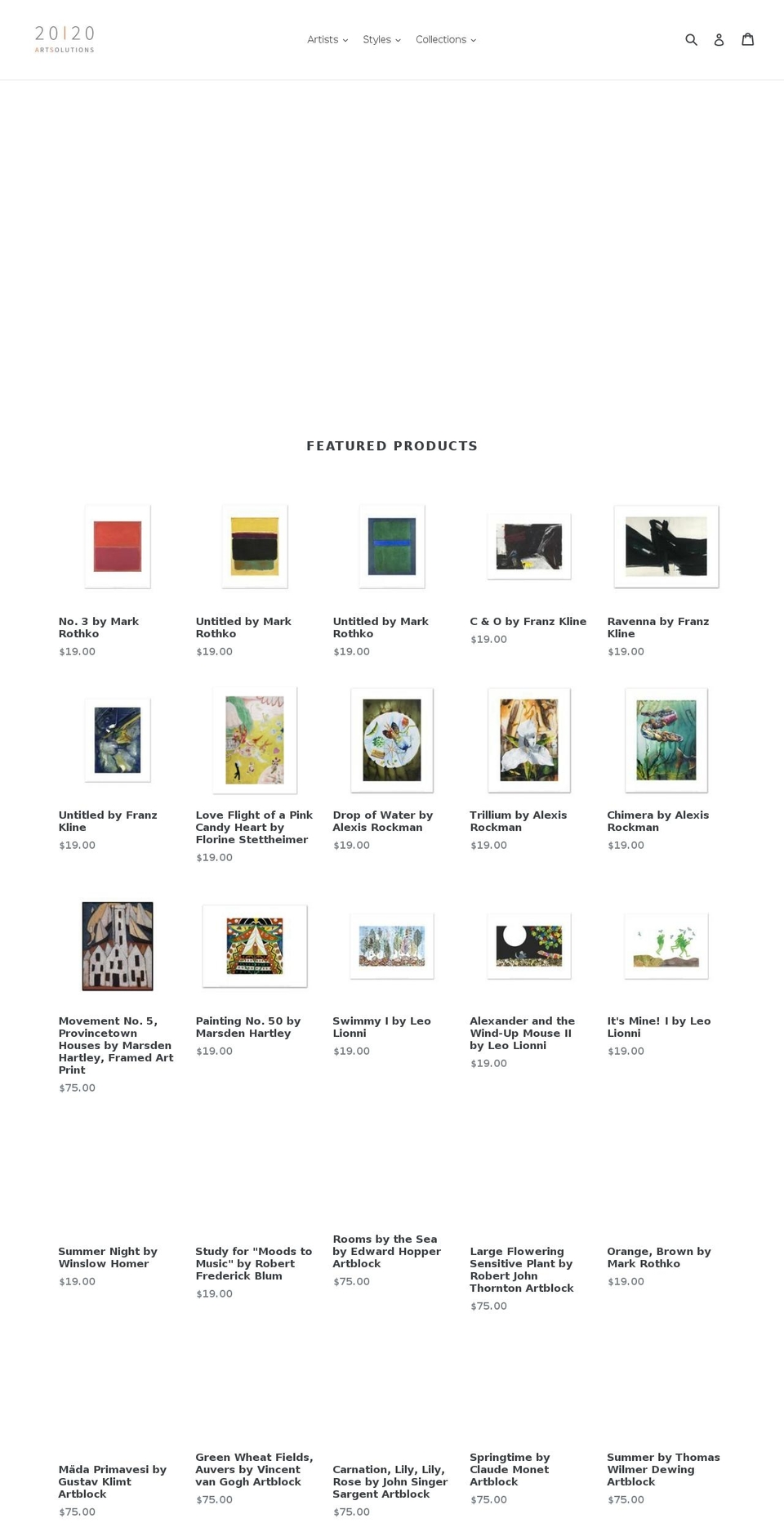 2020artsolutions.com shopify website screenshot