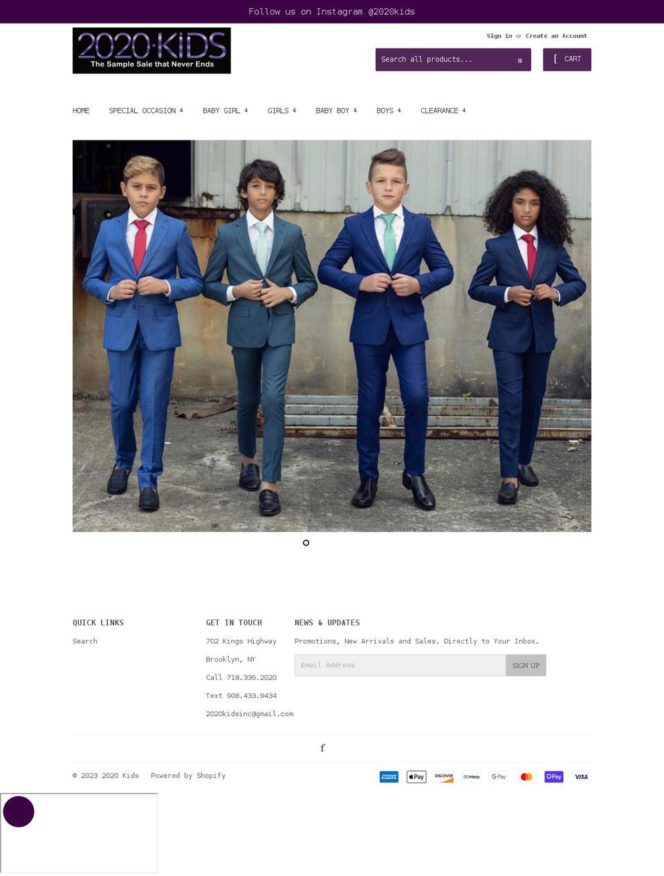 2020kids.com shopify website screenshot
