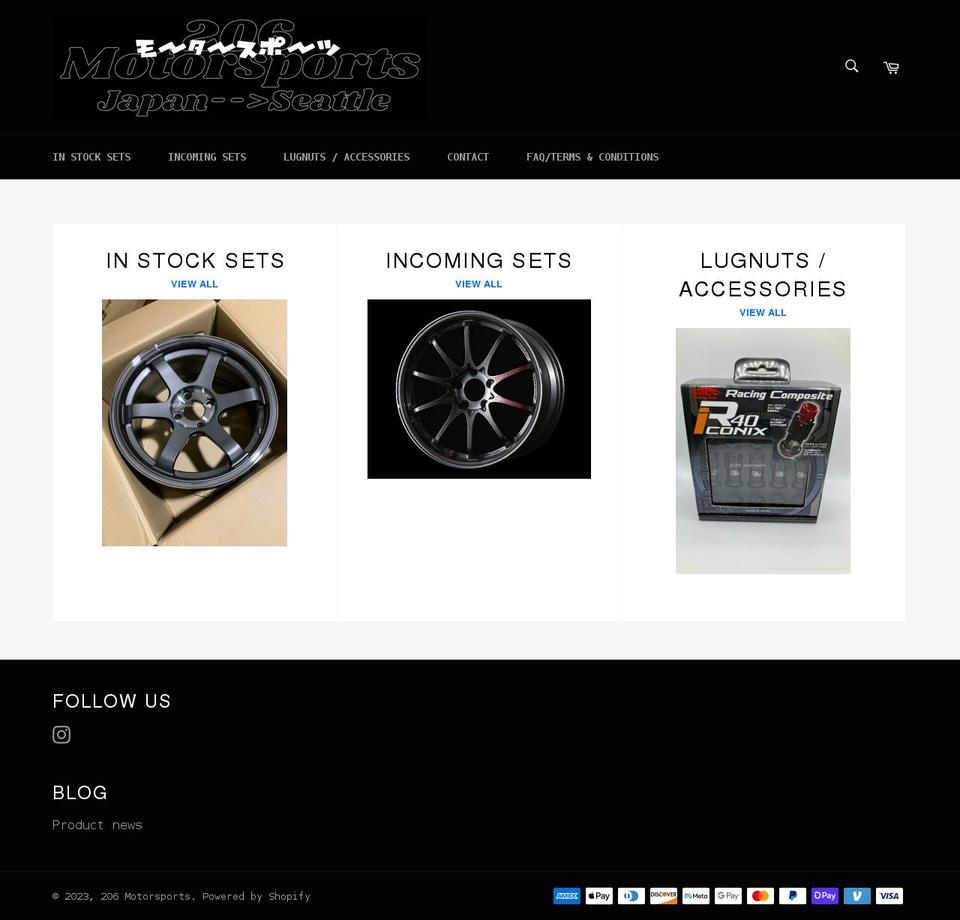 206motorsports.com shopify website screenshot