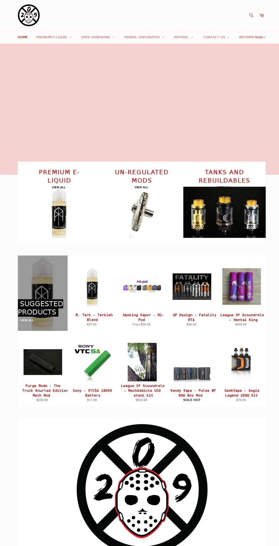 209smokeshop.com — Shopify storefront screenshot