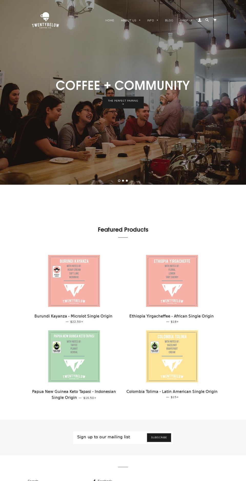 20belowcoffee.com shopify website screenshot