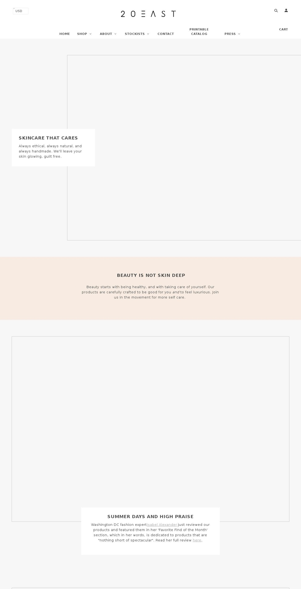 20eastbotanicals.com — Shopify storefront screenshot
