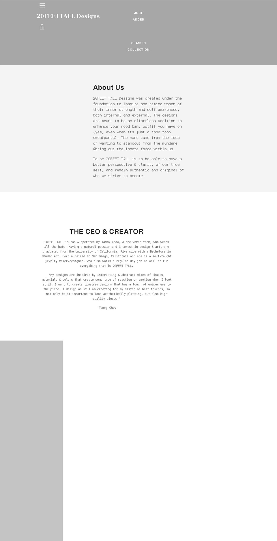 20feettalldesigns.com shopify website screenshot