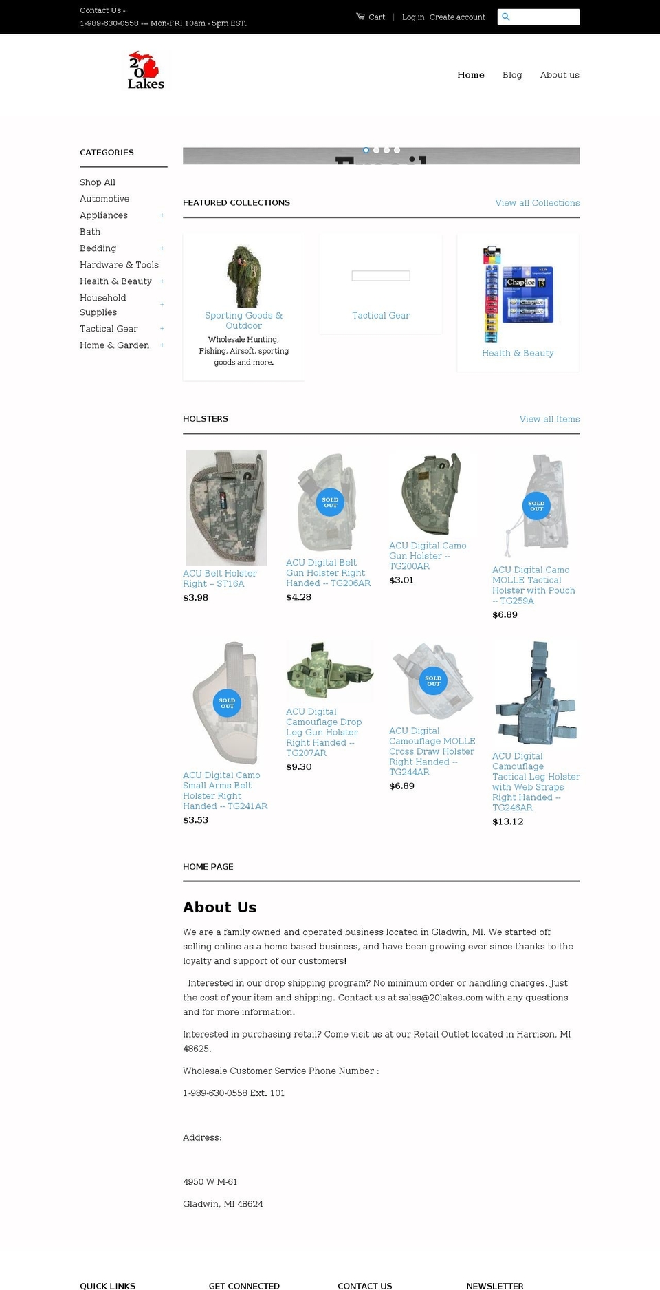 20lakeswholesale.com shopify website screenshot