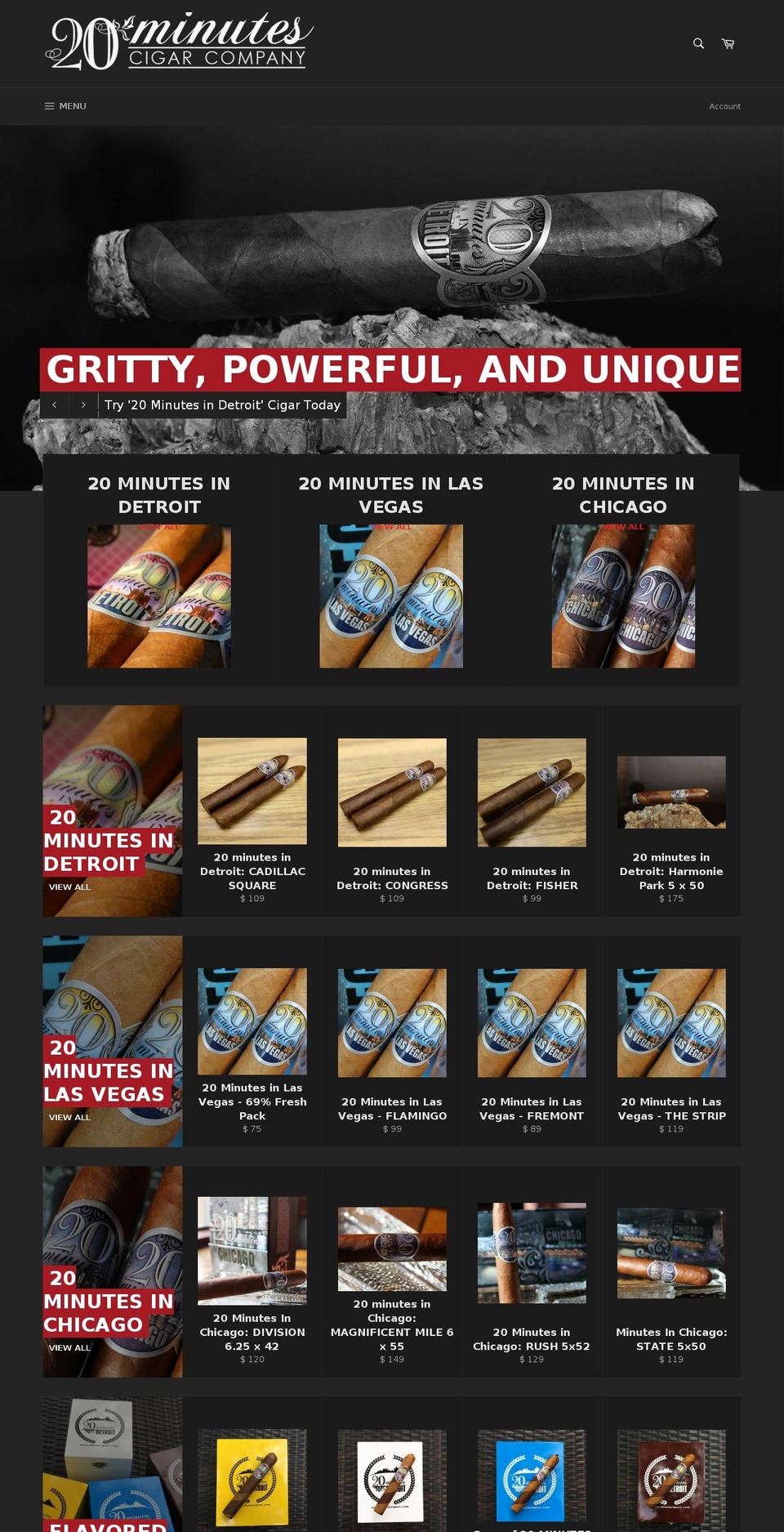 20minutescigars.com — Shopify storefront screenshot