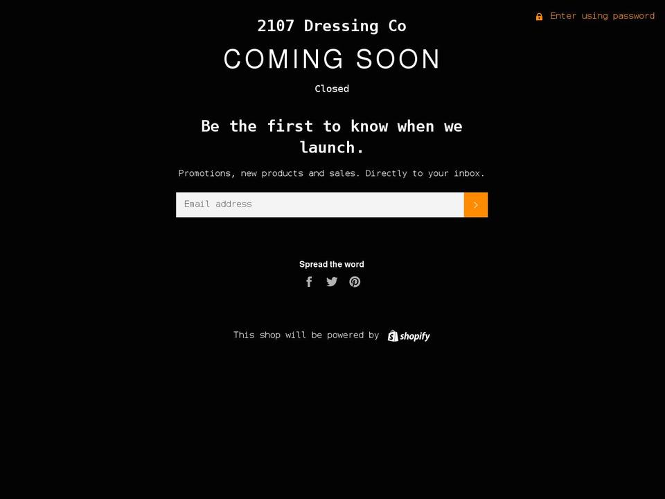 2107dressingco.com shopify website screenshot