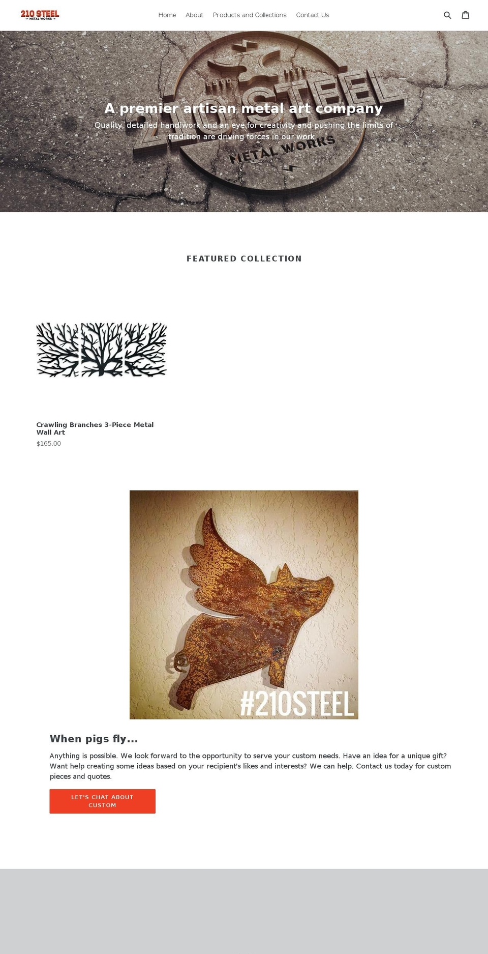210steel.com — Shopify storefront screenshot