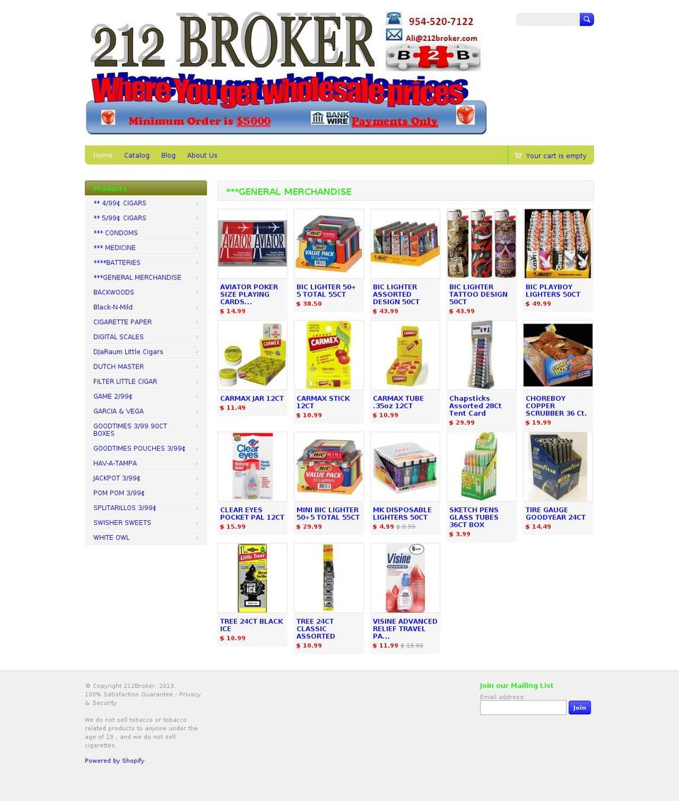 212broker.com shopify website screenshot