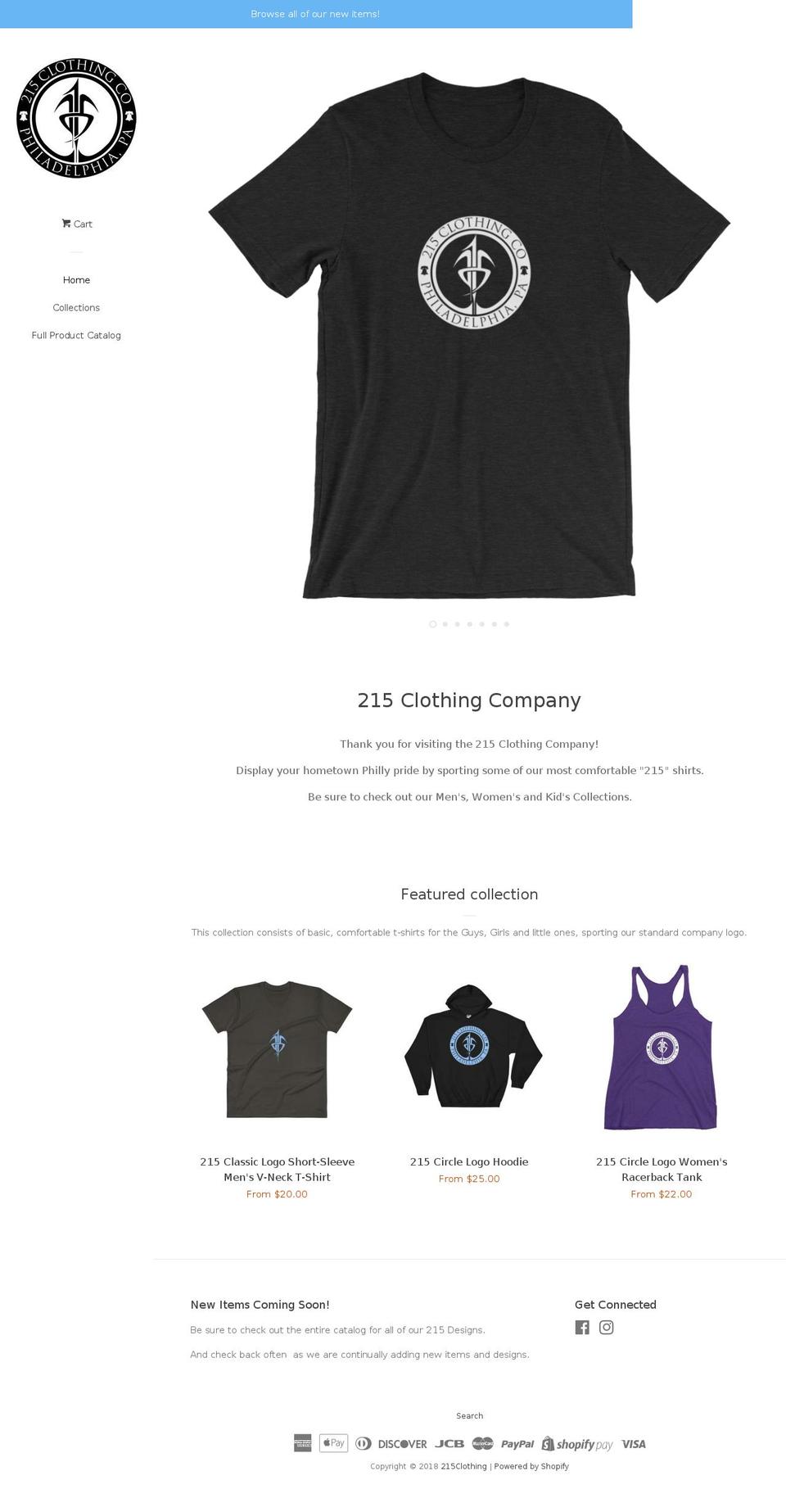 215clothing.com shopify website screenshot