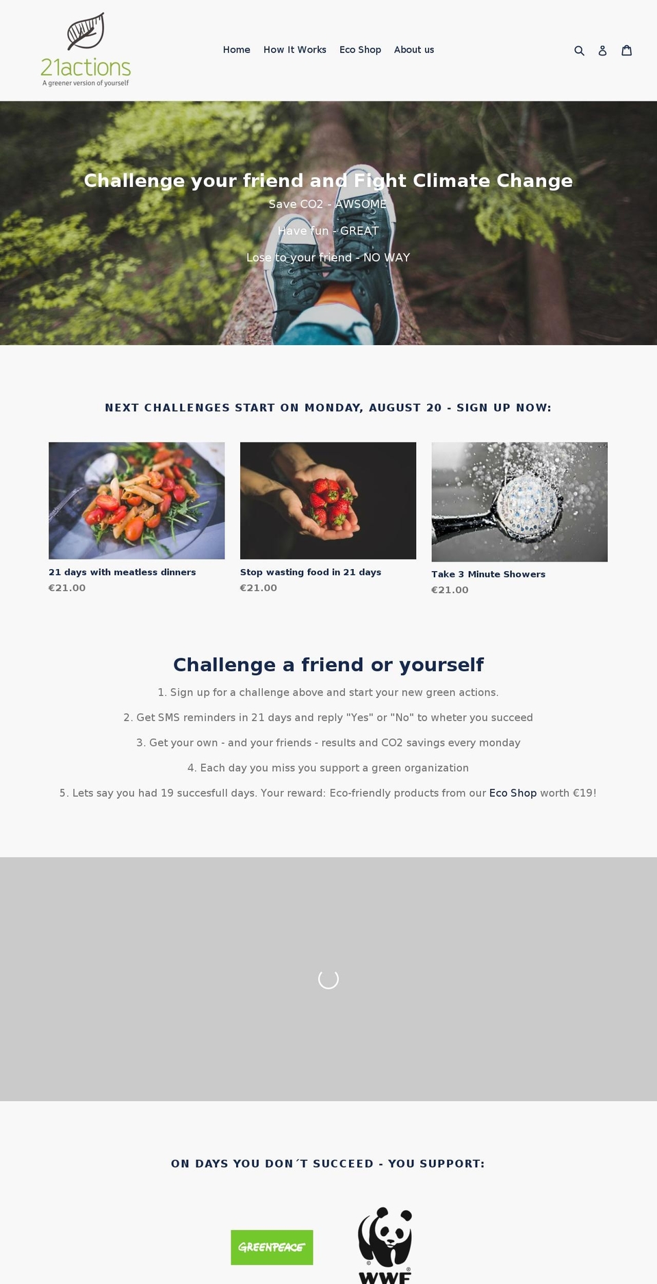 21actions.com — Shopify storefront screenshot