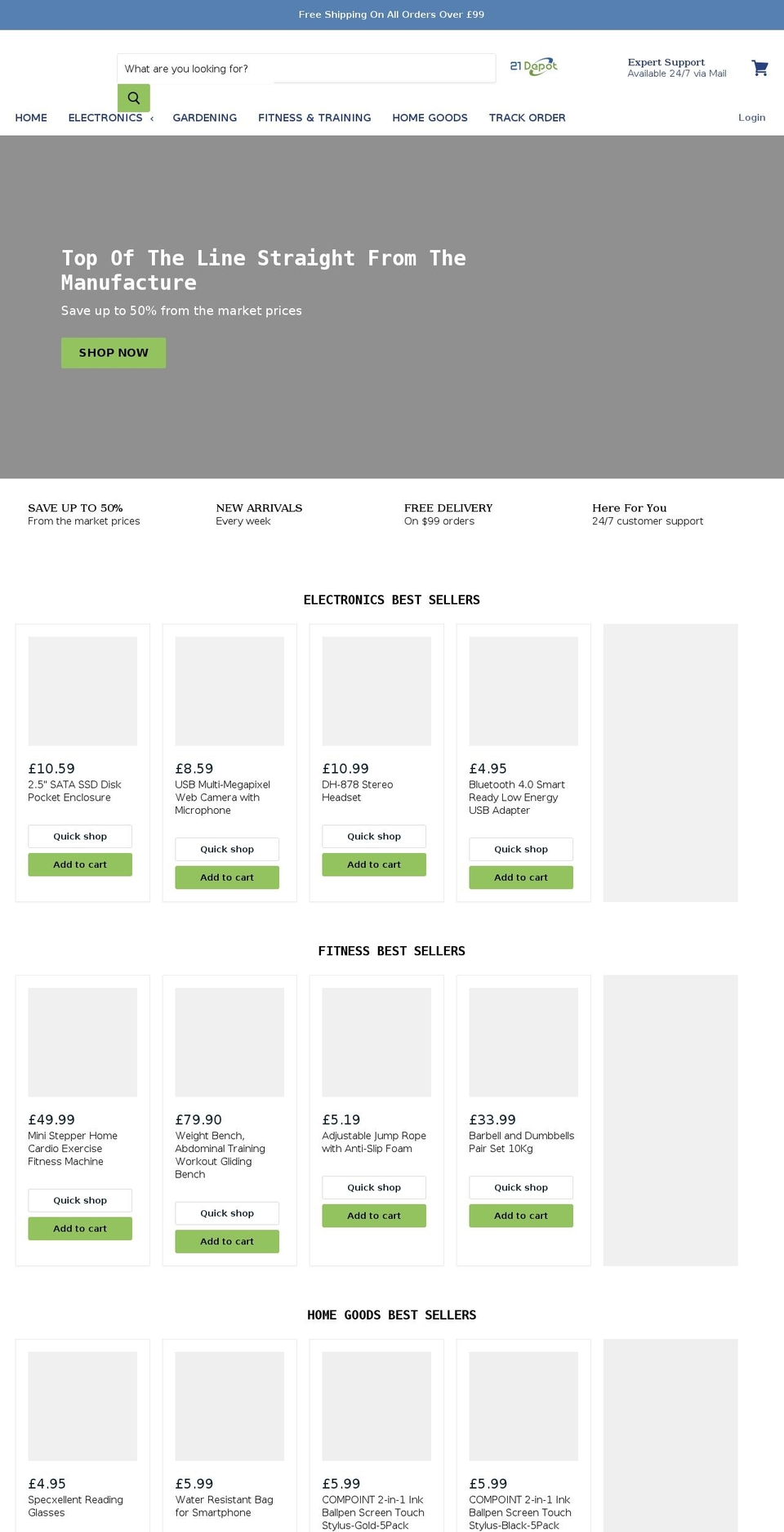 21depot.com shopify website screenshot