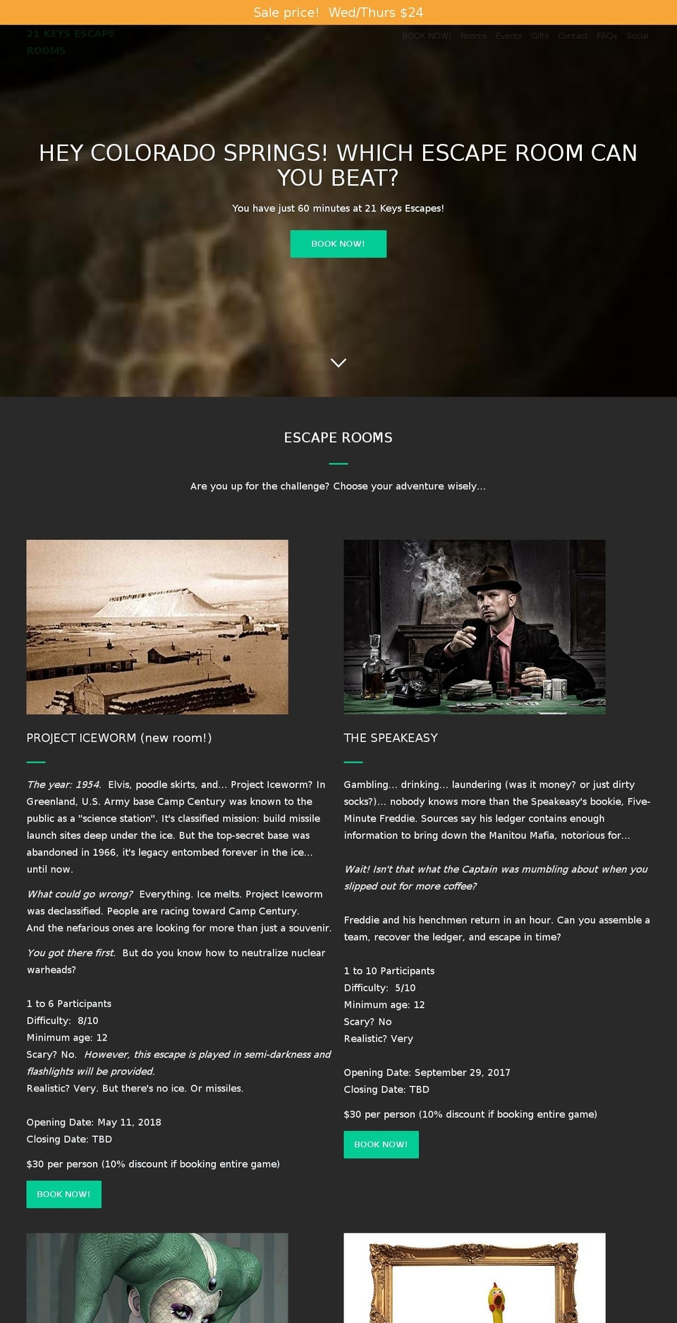 21keysescapes.com — Shopify storefront screenshot