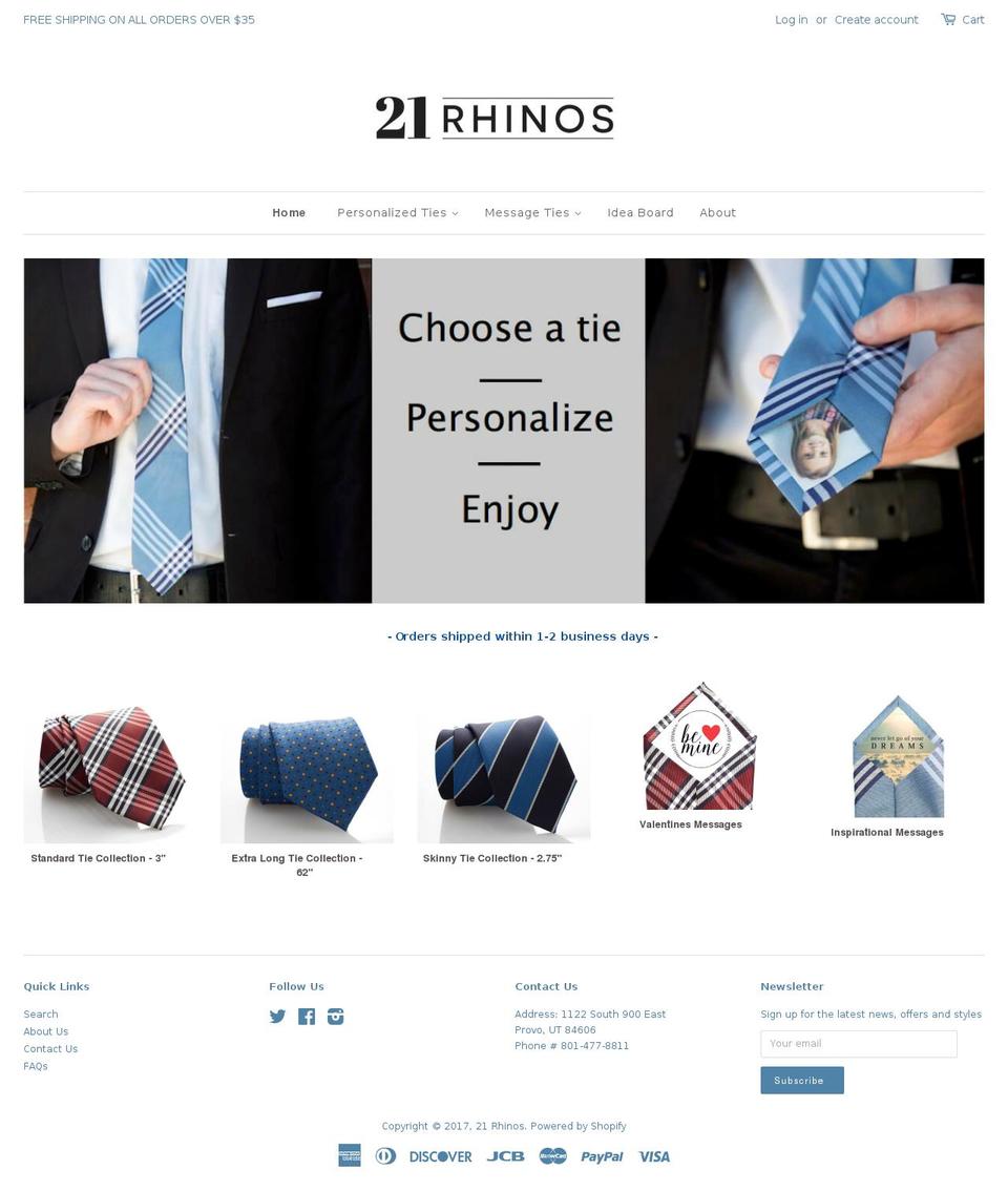 21rhinos.com shopify website screenshot
