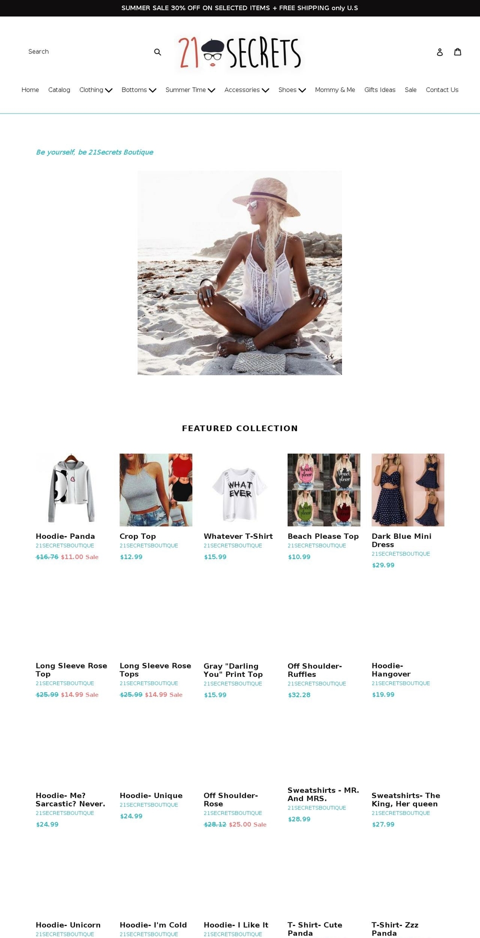 21secretsboutique.com shopify website screenshot