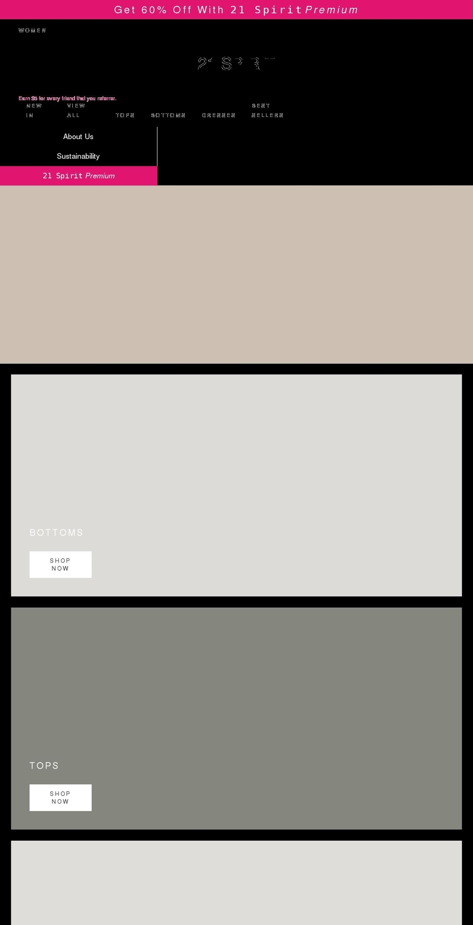 21spirit.com shopify website screenshot