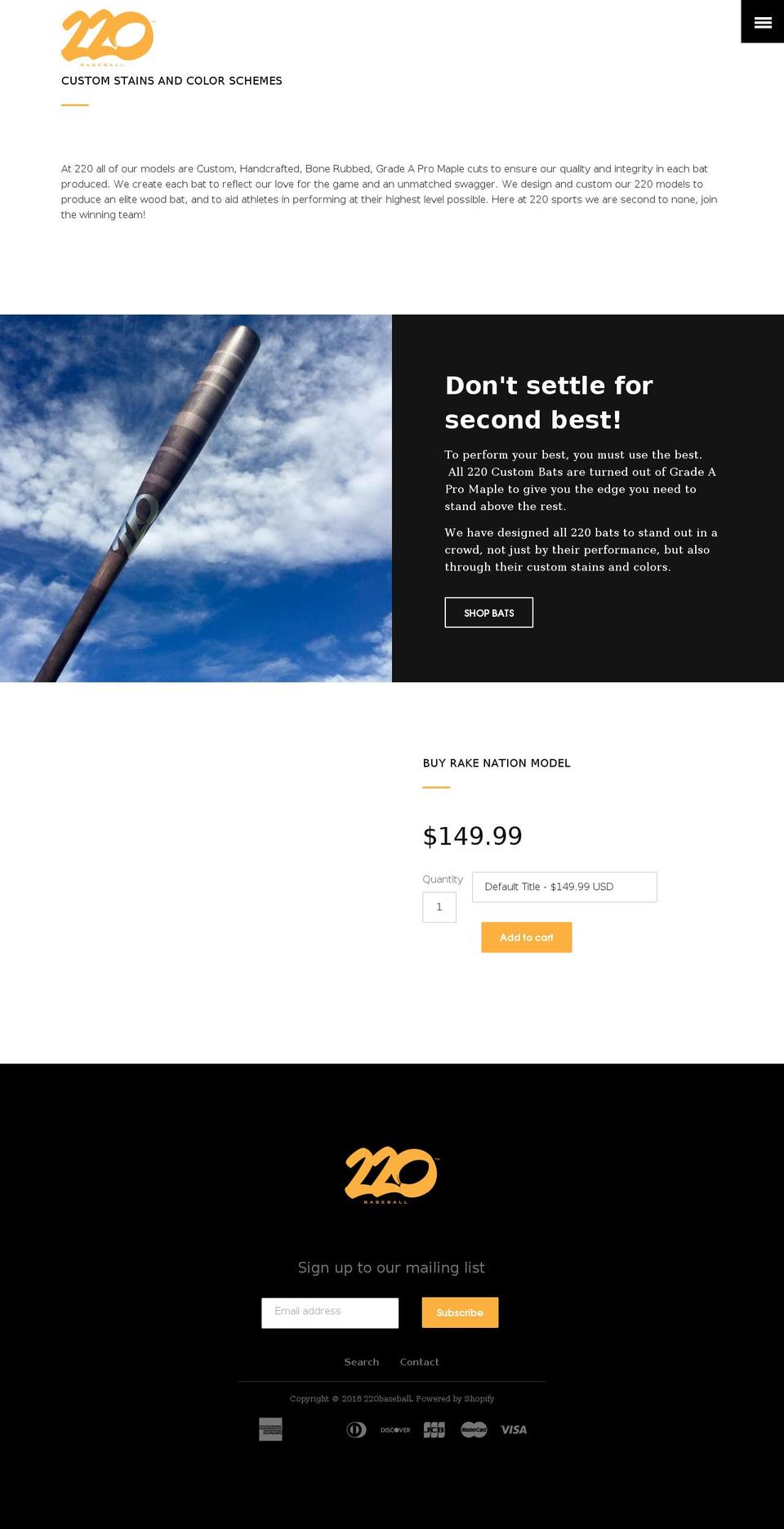 220sports.com — Shopify storefront screenshot
