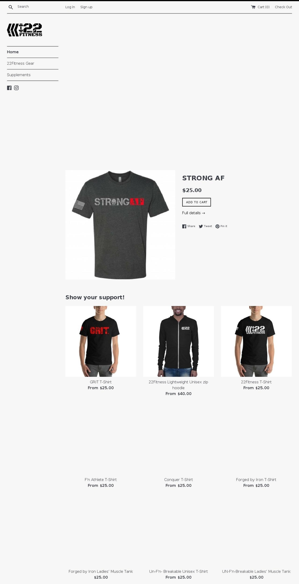 22fitnessstore.com — Shopify storefront screenshot