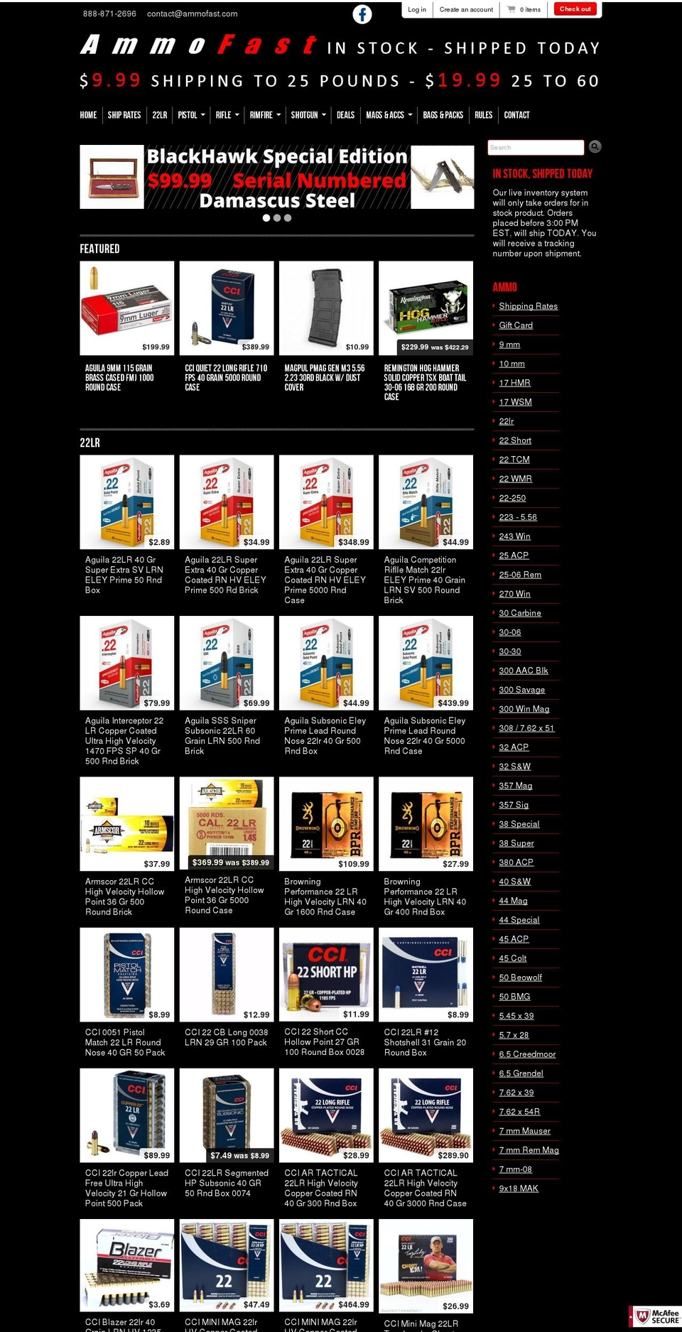 22lrdirect.com shopify website screenshot