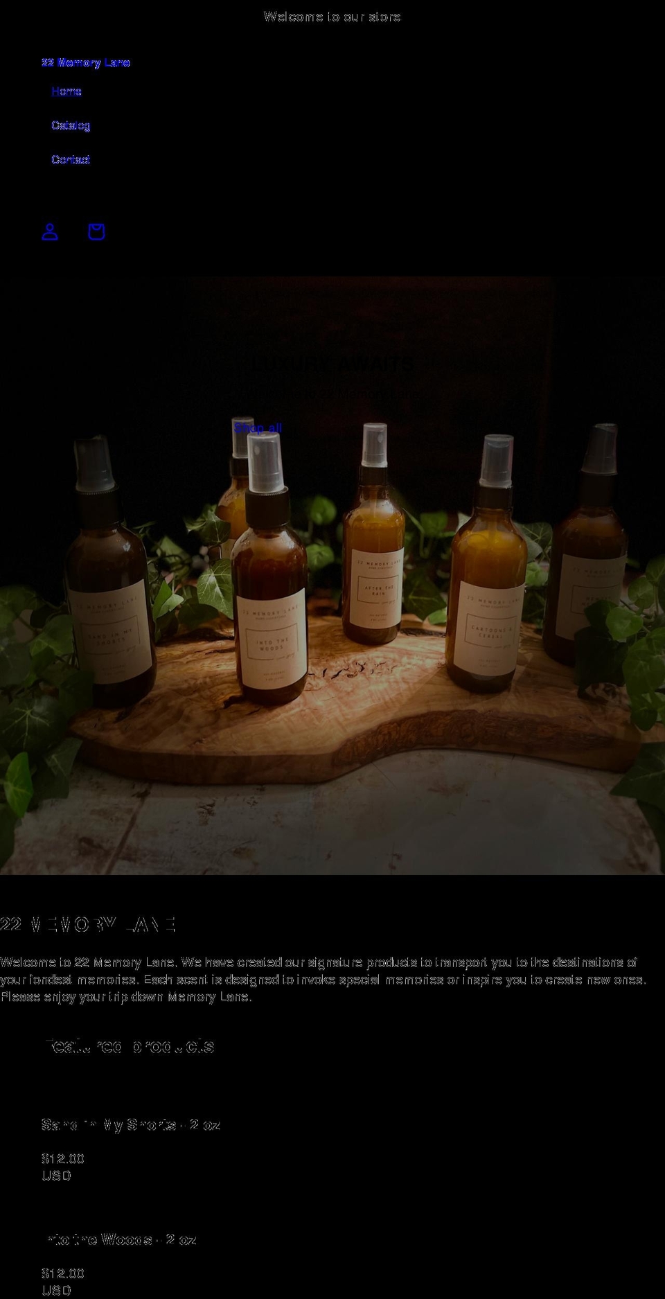 22memorylane.com shopify website screenshot