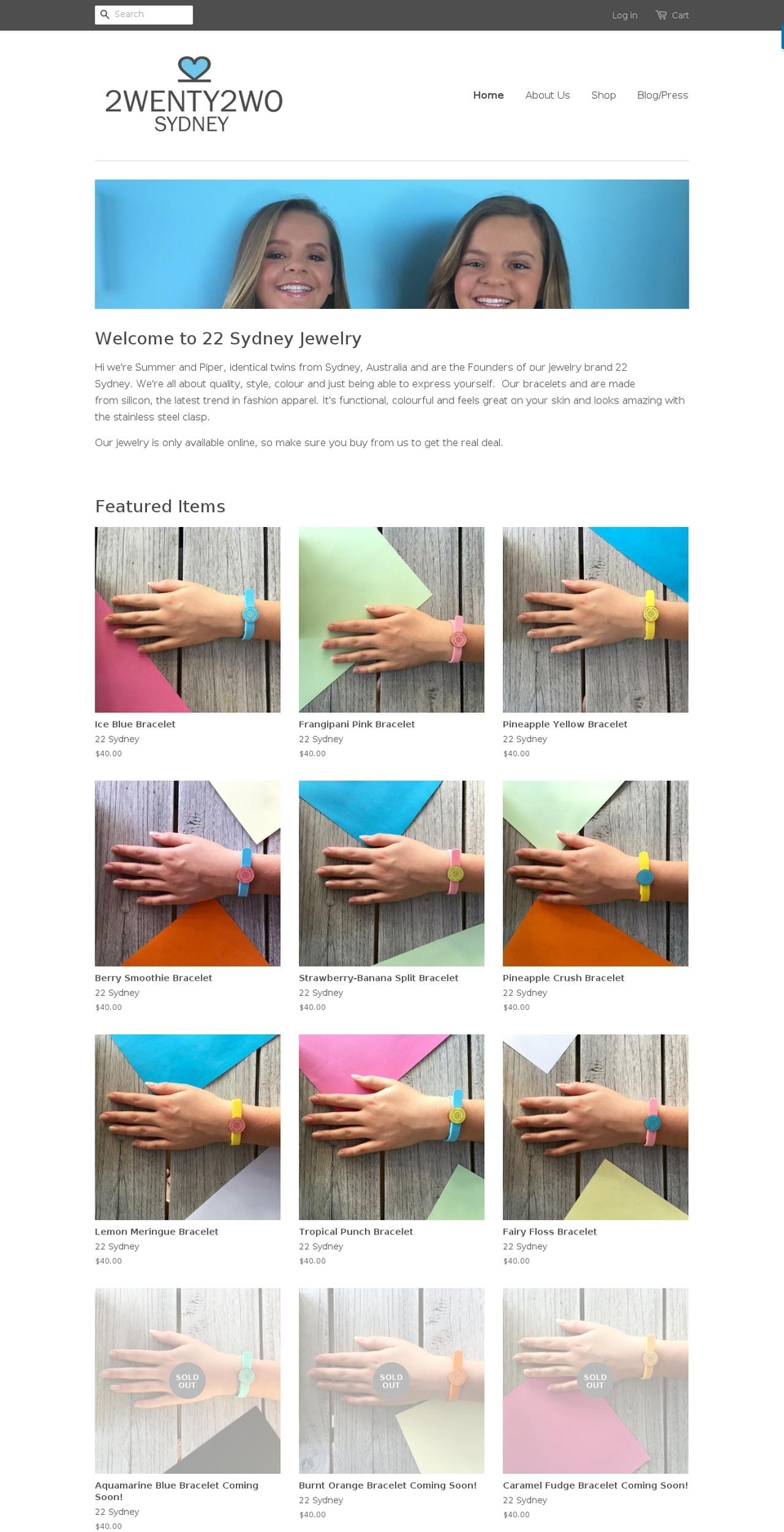 22sydney.com shopify website screenshot