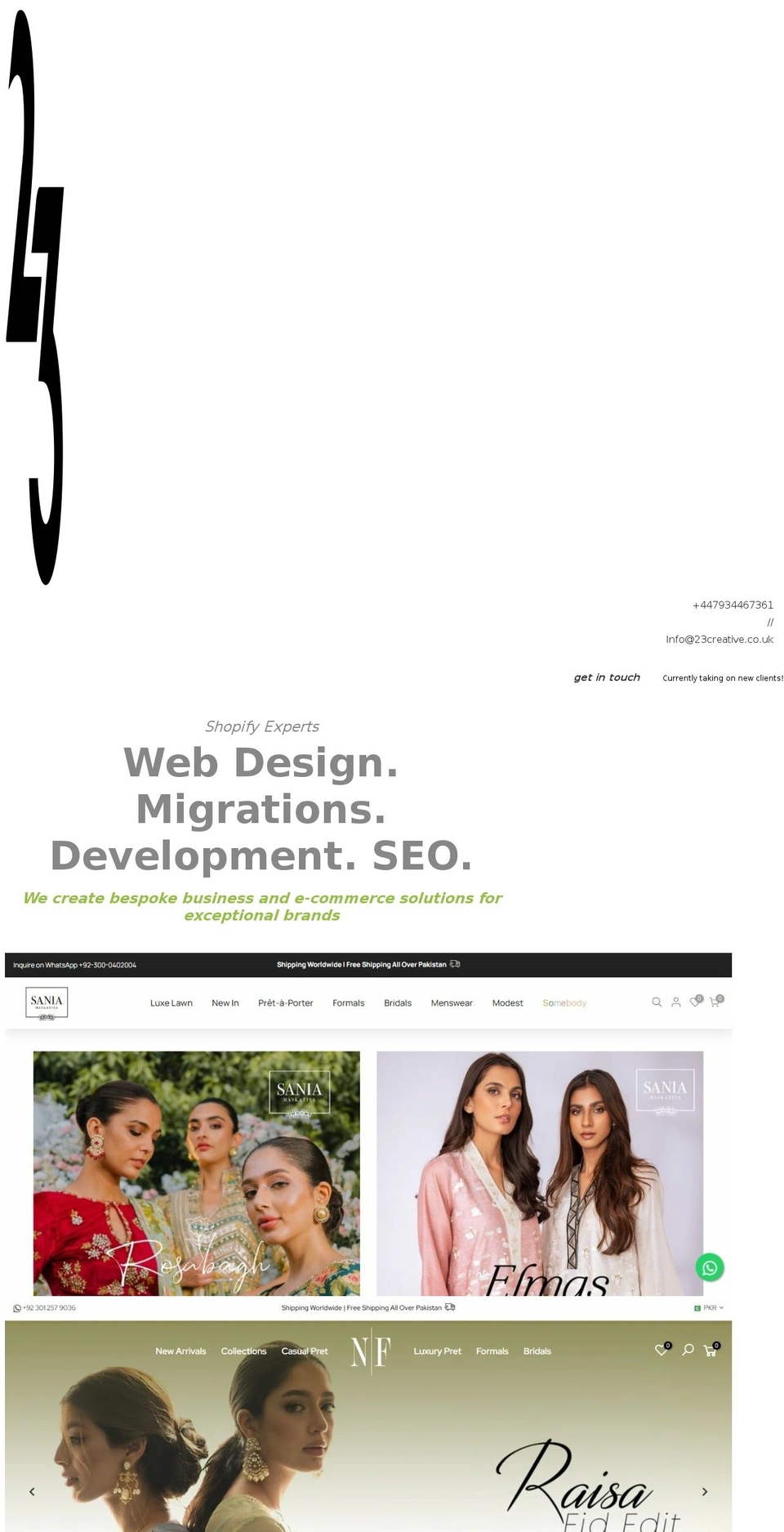 23creative.co.uk shopify website screenshot