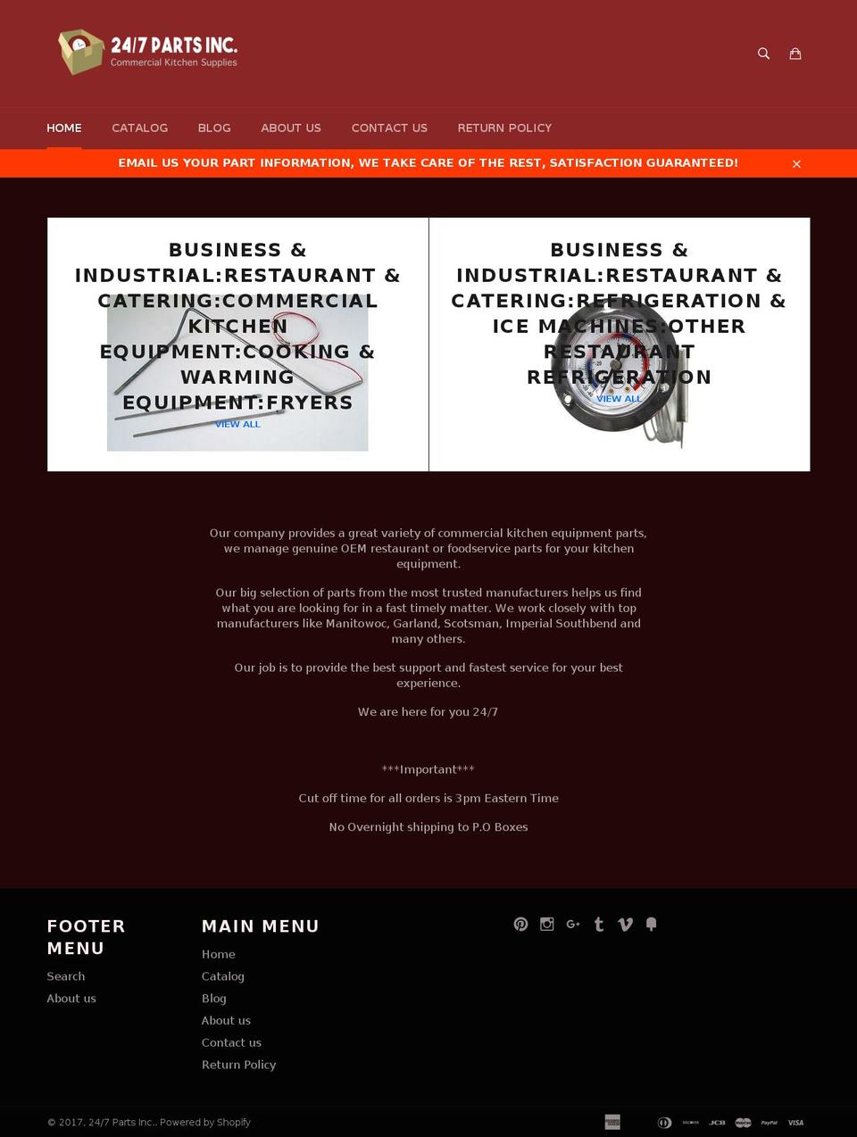 24-7partsinc.com shopify website screenshot