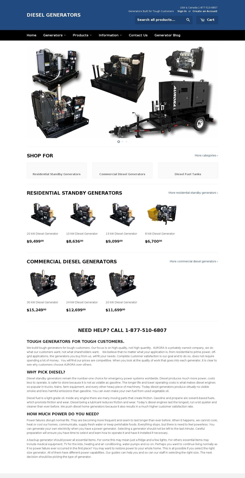 247generators.com shopify website screenshot