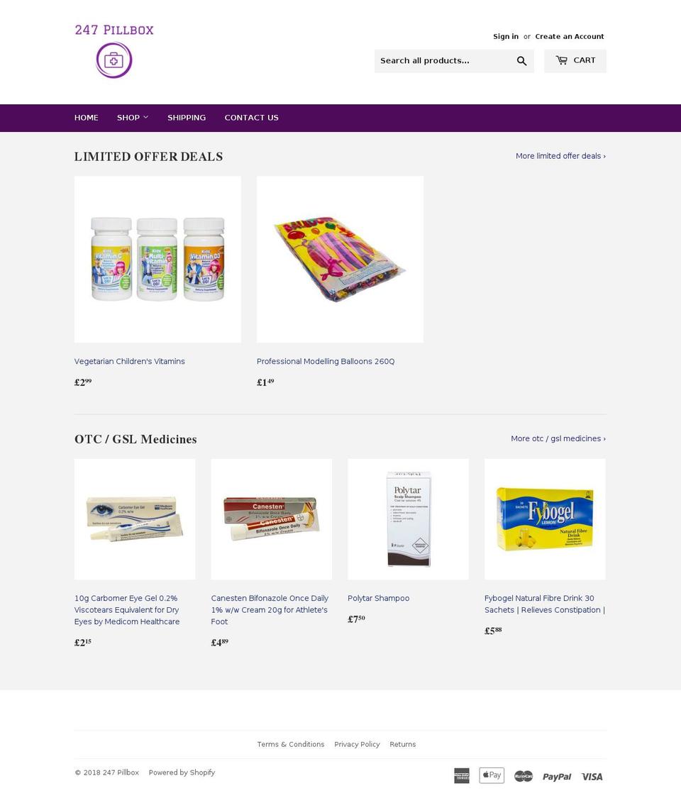 247pillbox.com shopify website screenshot