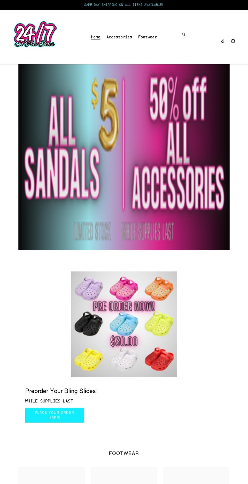 247sotrushoes.com shopify website screenshot