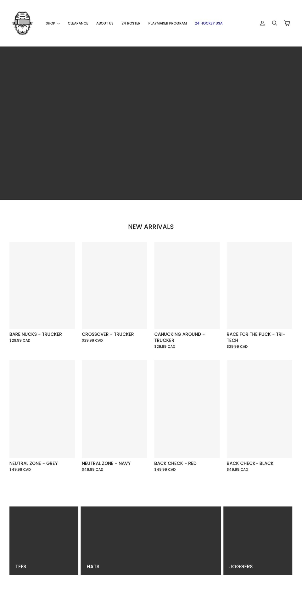 24hockey.ca shopify website screenshot