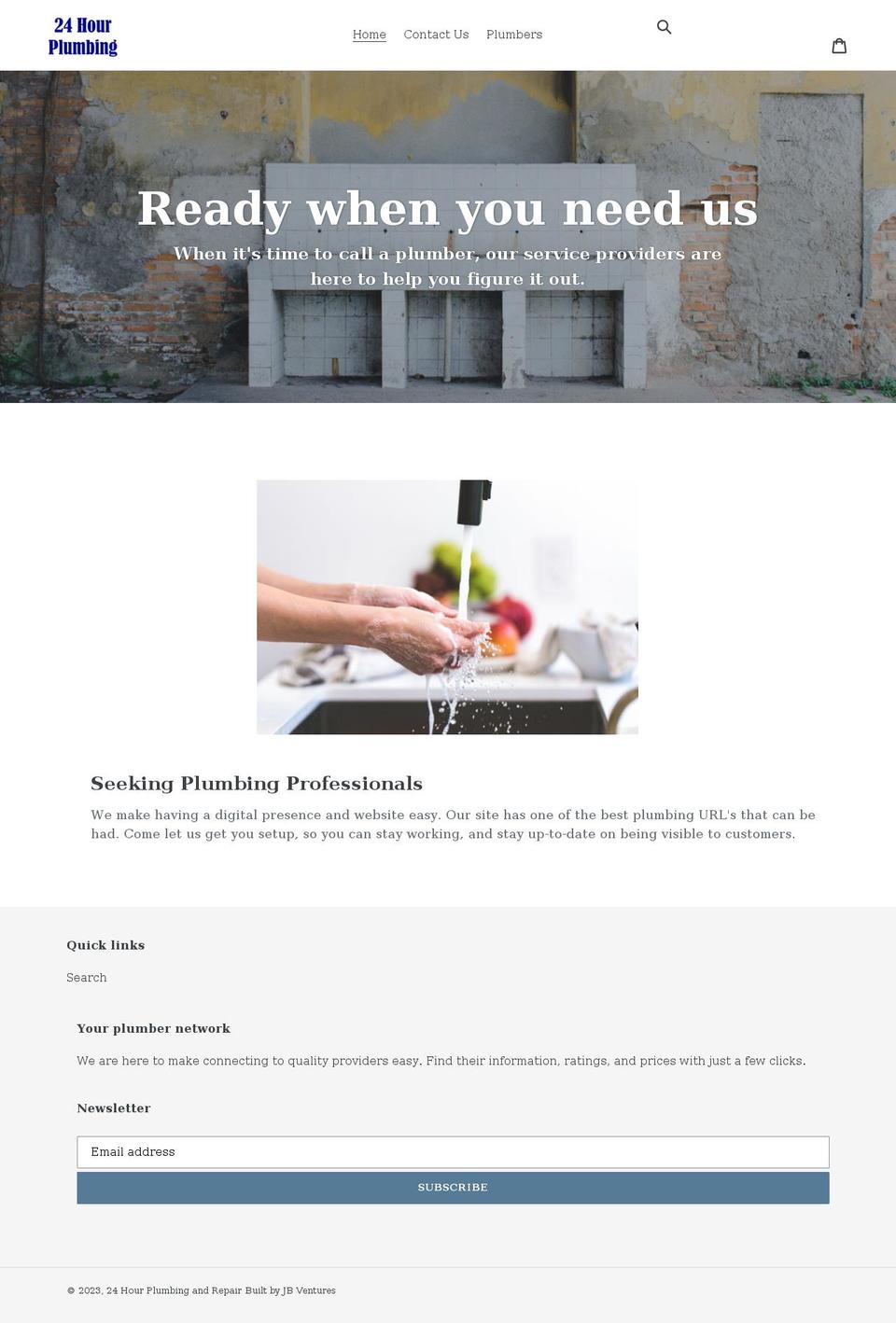 24hour.plumbing shopify website screenshot