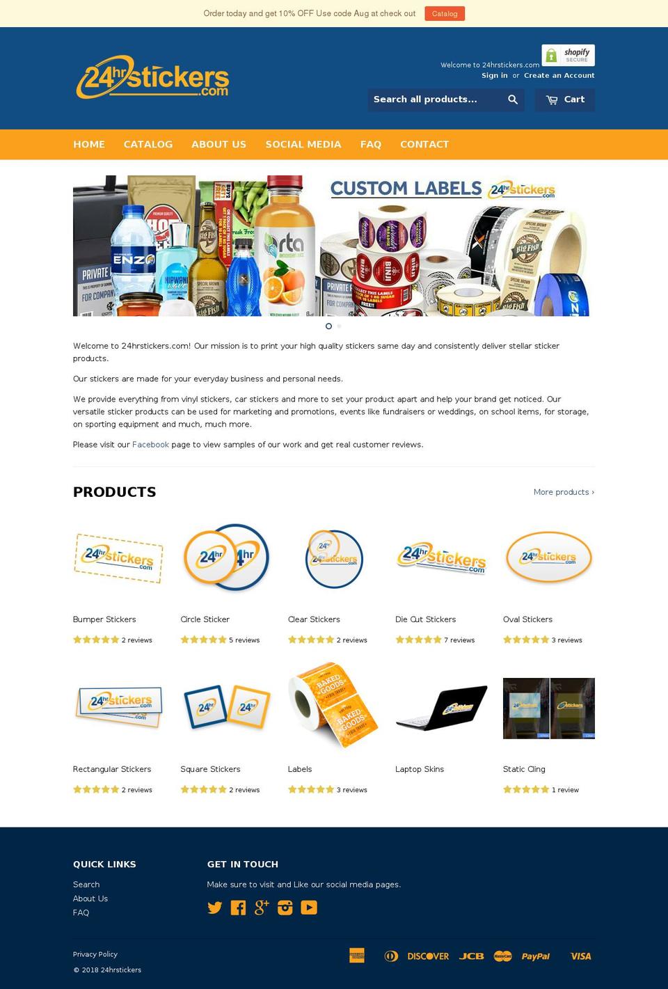 24hrsticker.com — Shopify storefront screenshot