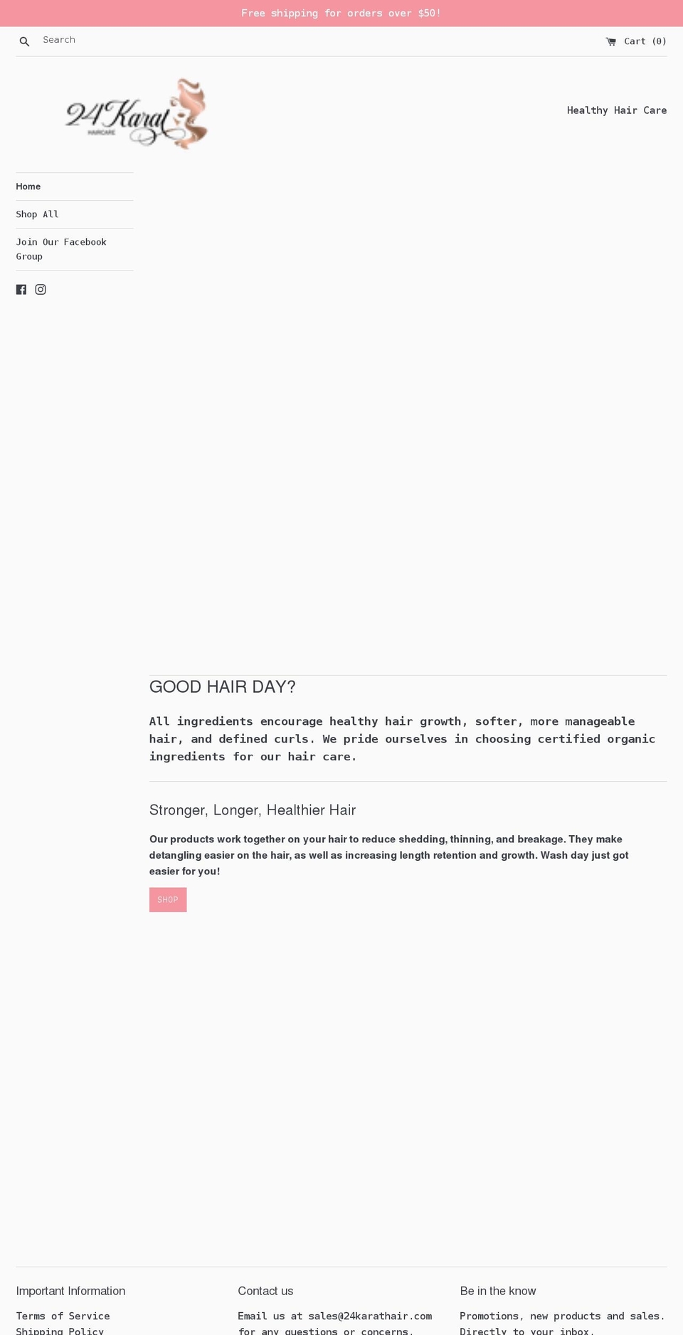 24karathair.com shopify website screenshot