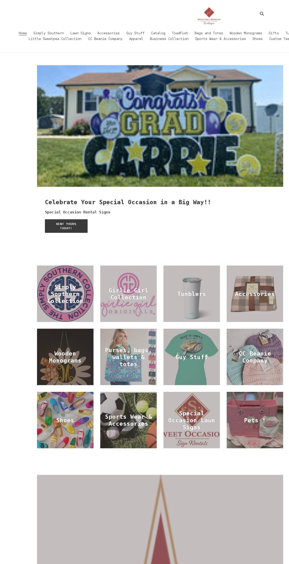 252sweetpeadesigns.com shopify website screenshot