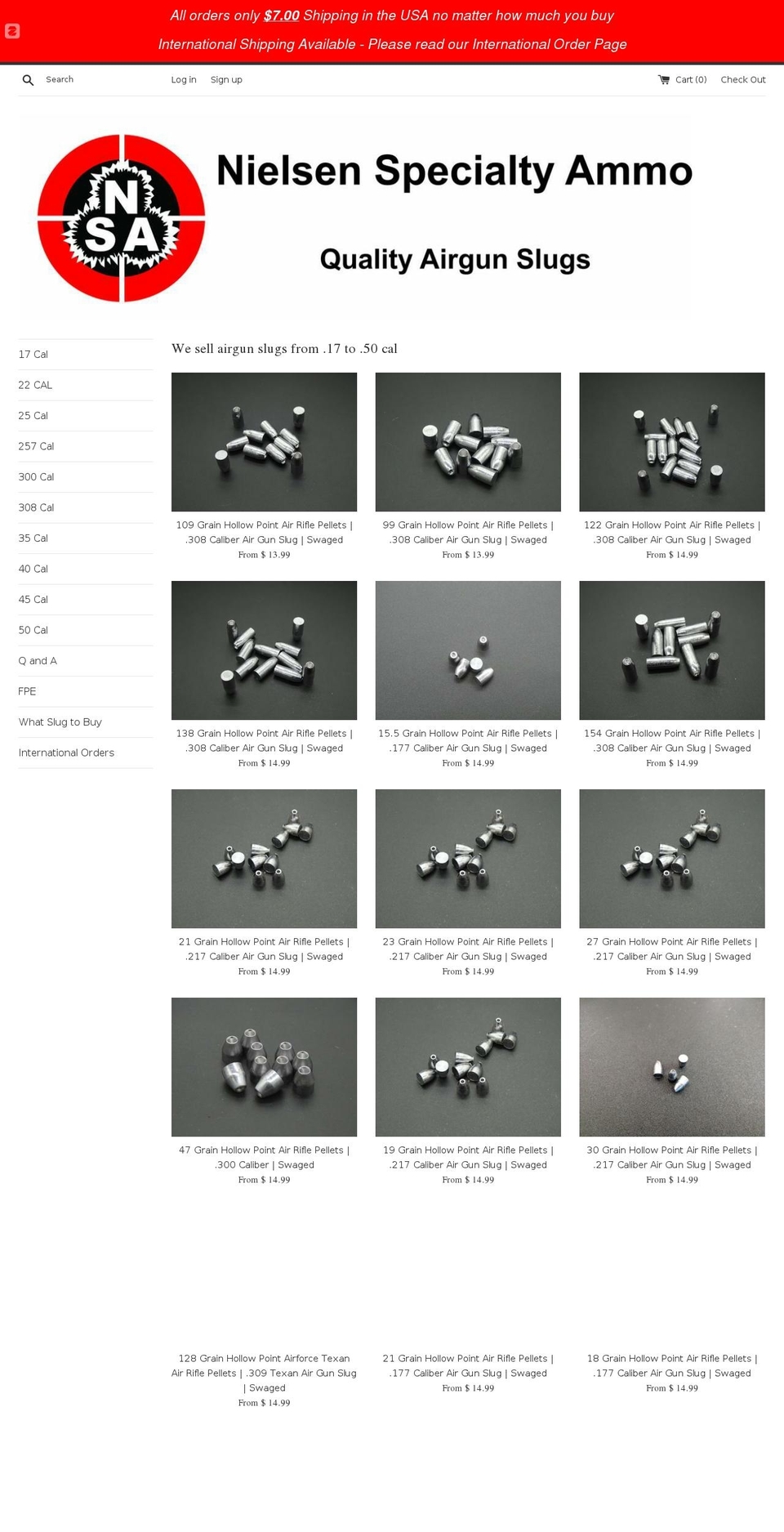25caliberpellets.com — Shopify storefront screenshot