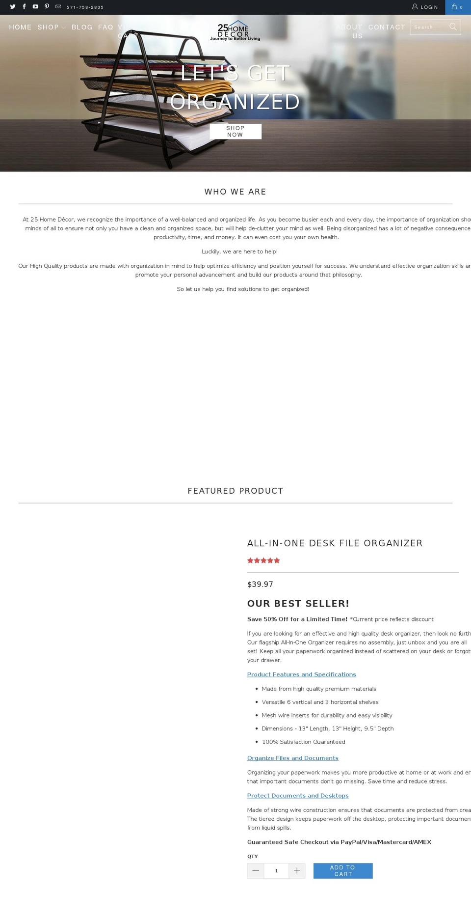 25homedecor.com — Shopify storefront screenshot