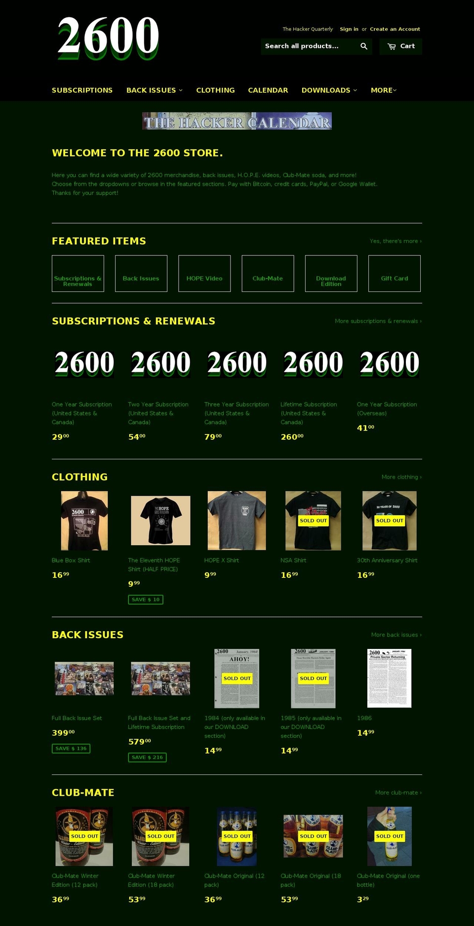 2600-magazine.myshopify.com shopify website screenshot