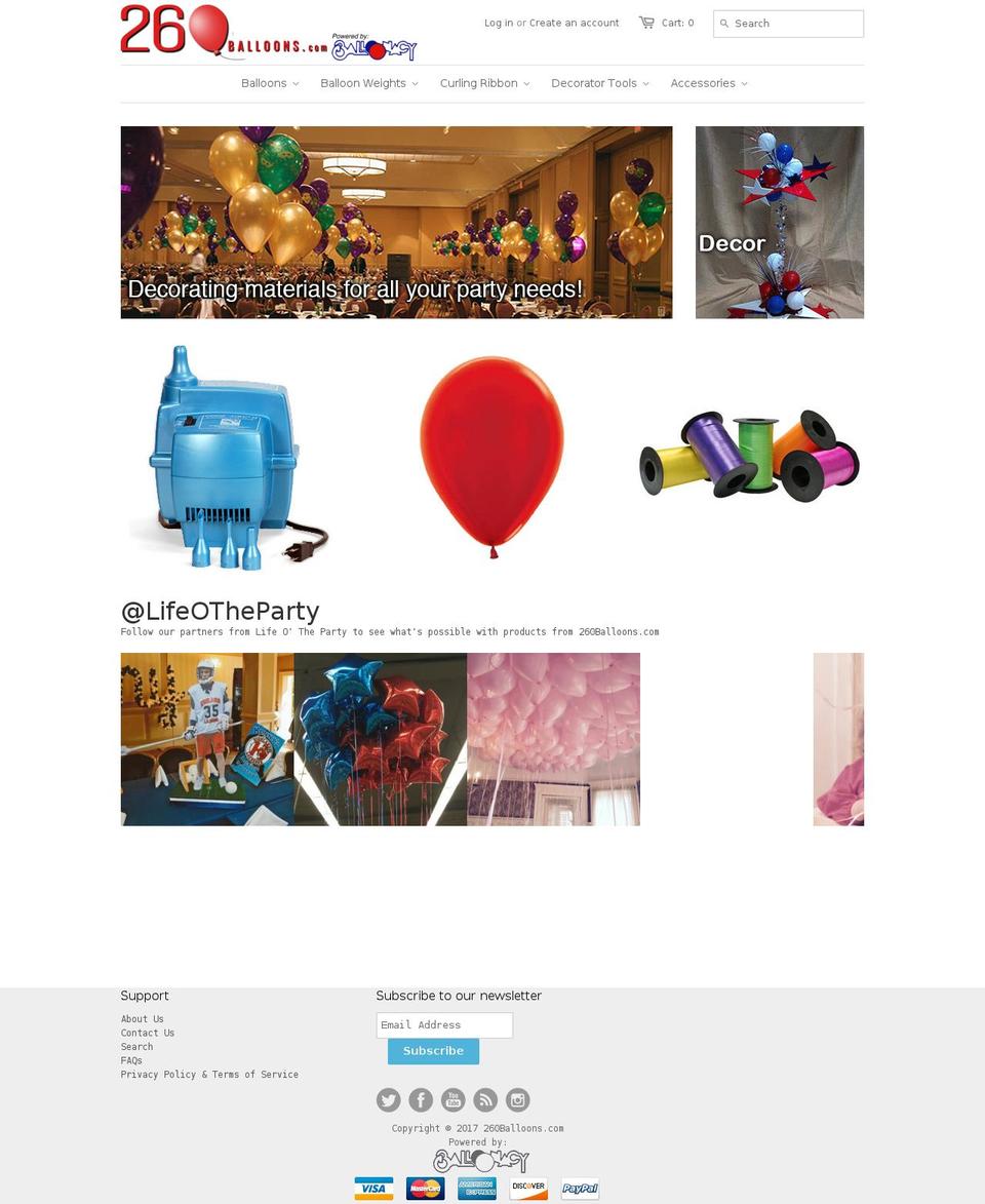 260balloons.com shopify website screenshot
