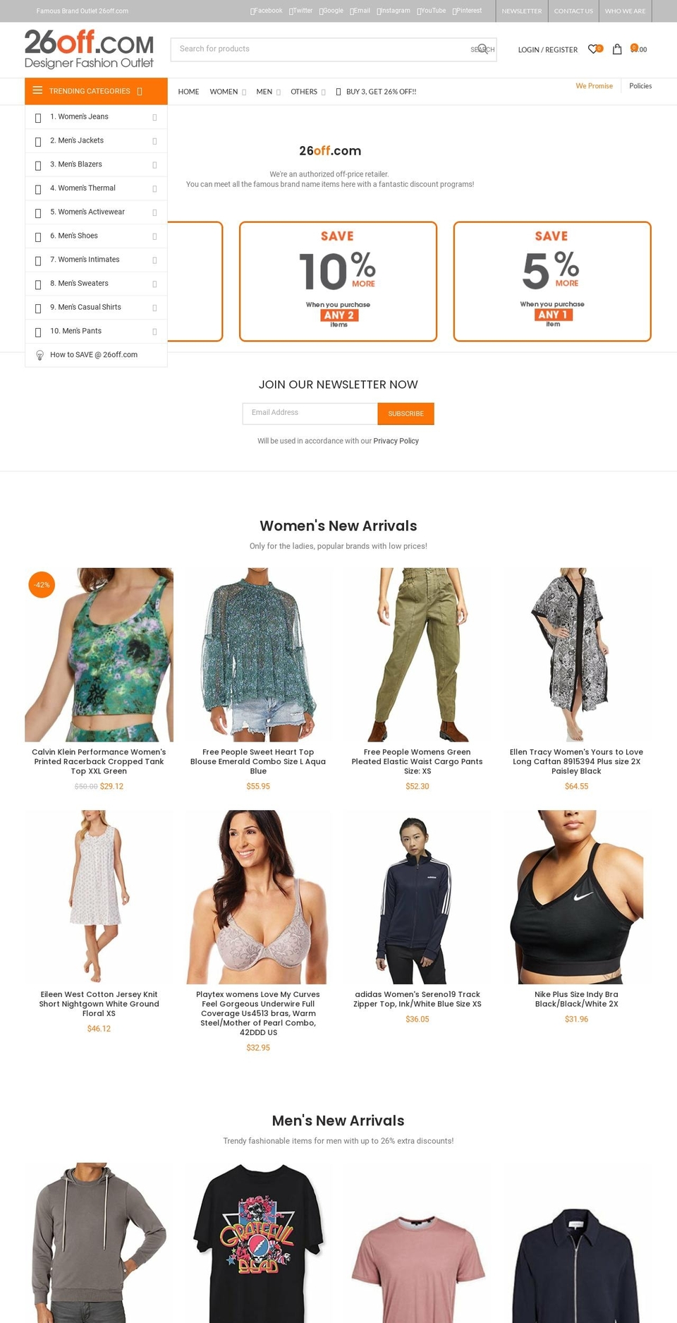 Woodmart Shopify theme site example 26off.com