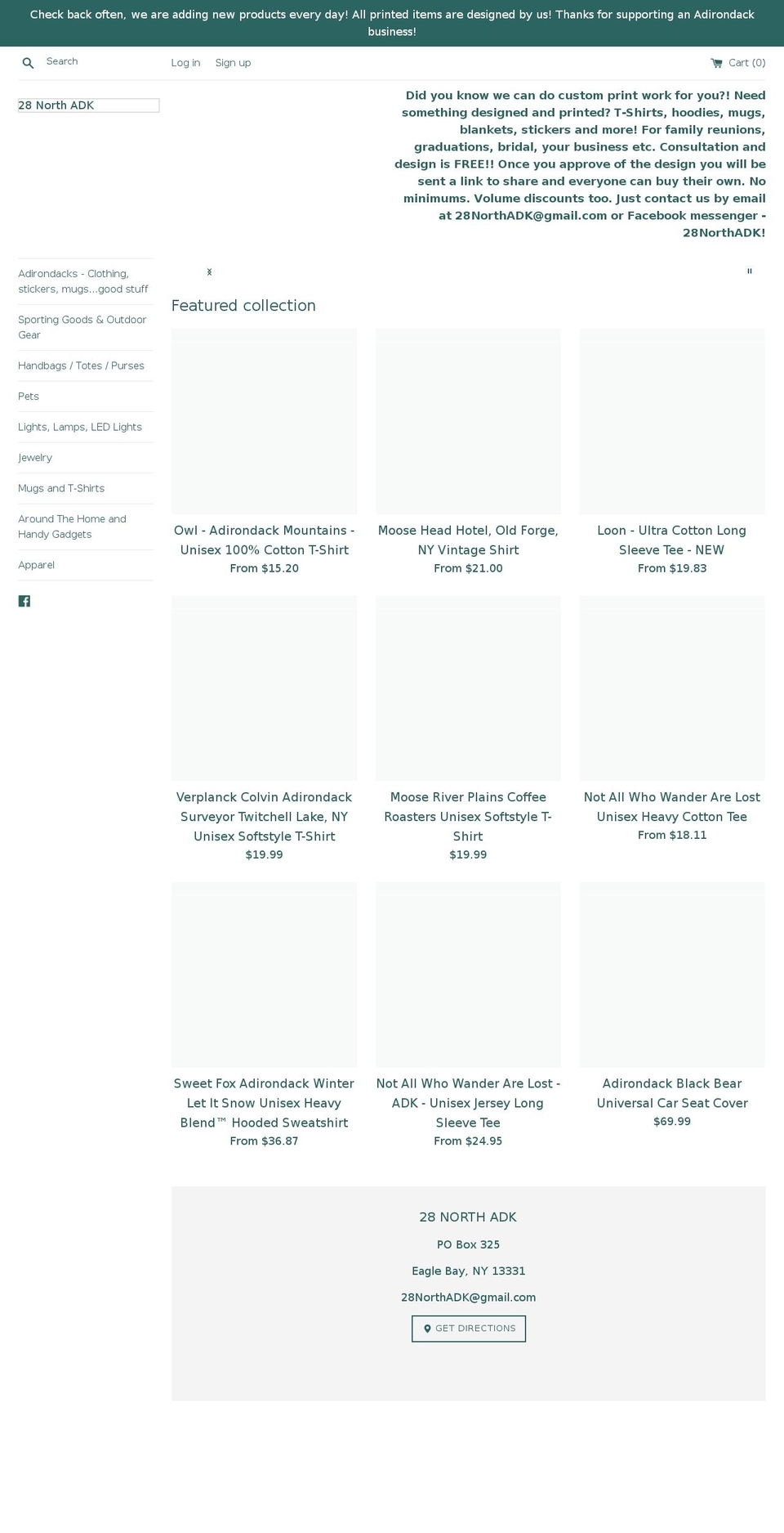 28northadk.com shopify website screenshot