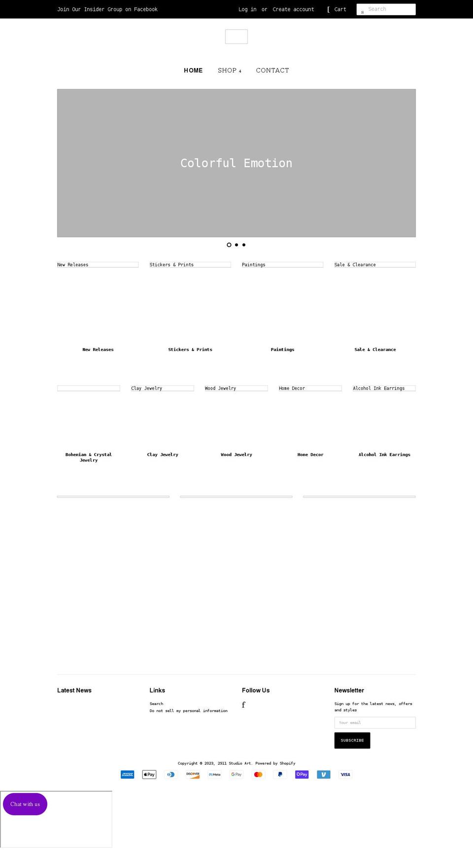 2911studioart.com shopify website screenshot