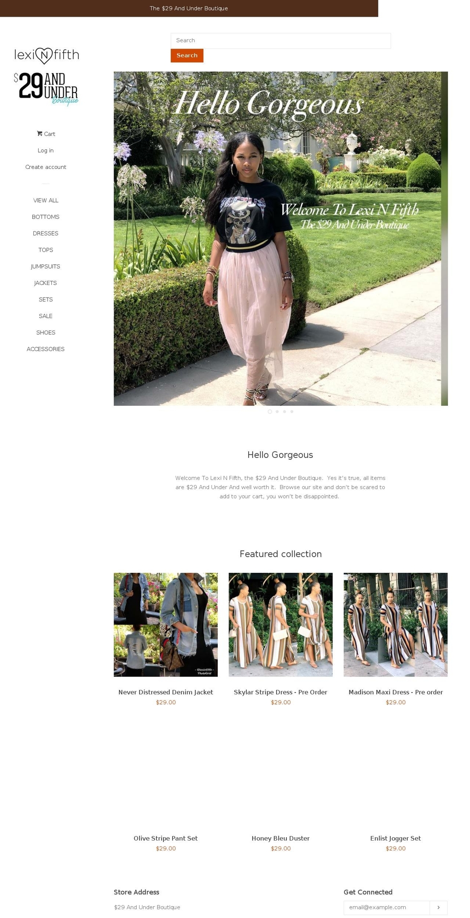 29andunderboutique.com — Shopify storefront screenshot