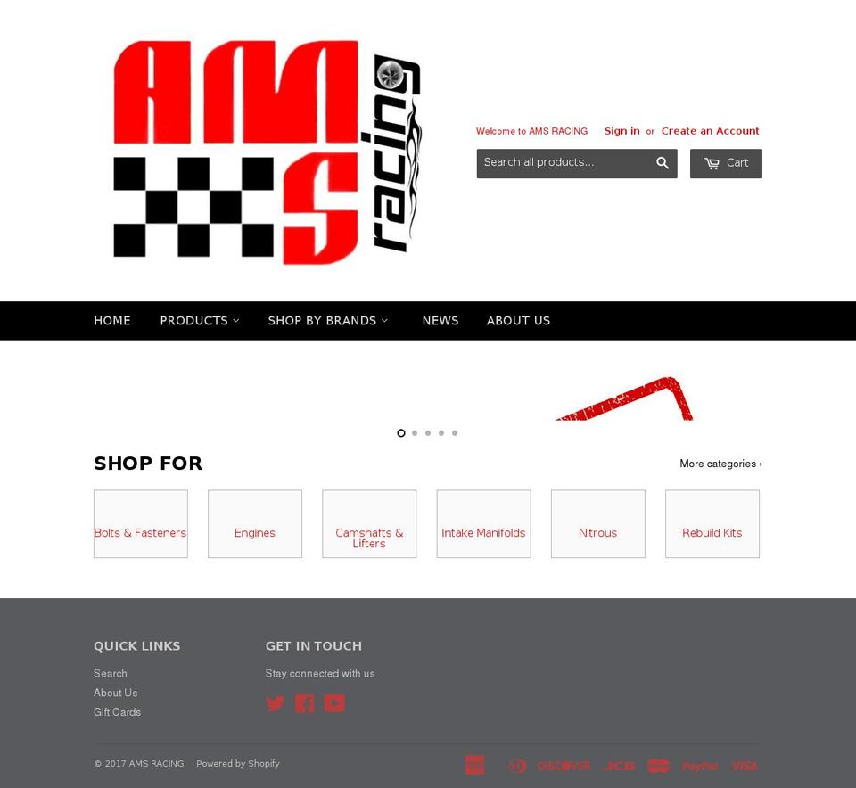 2amsracing.net shopify website screenshot