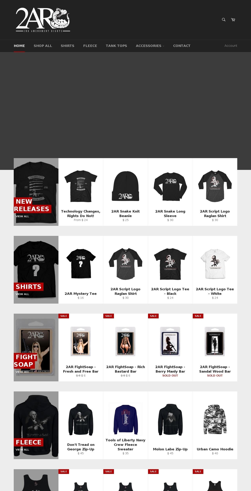 2arclothing.com shopify website screenshot