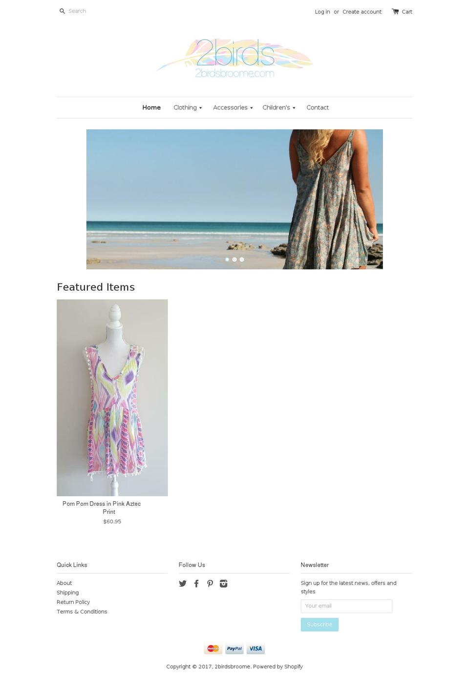 2birdsbroome.com shopify website screenshot