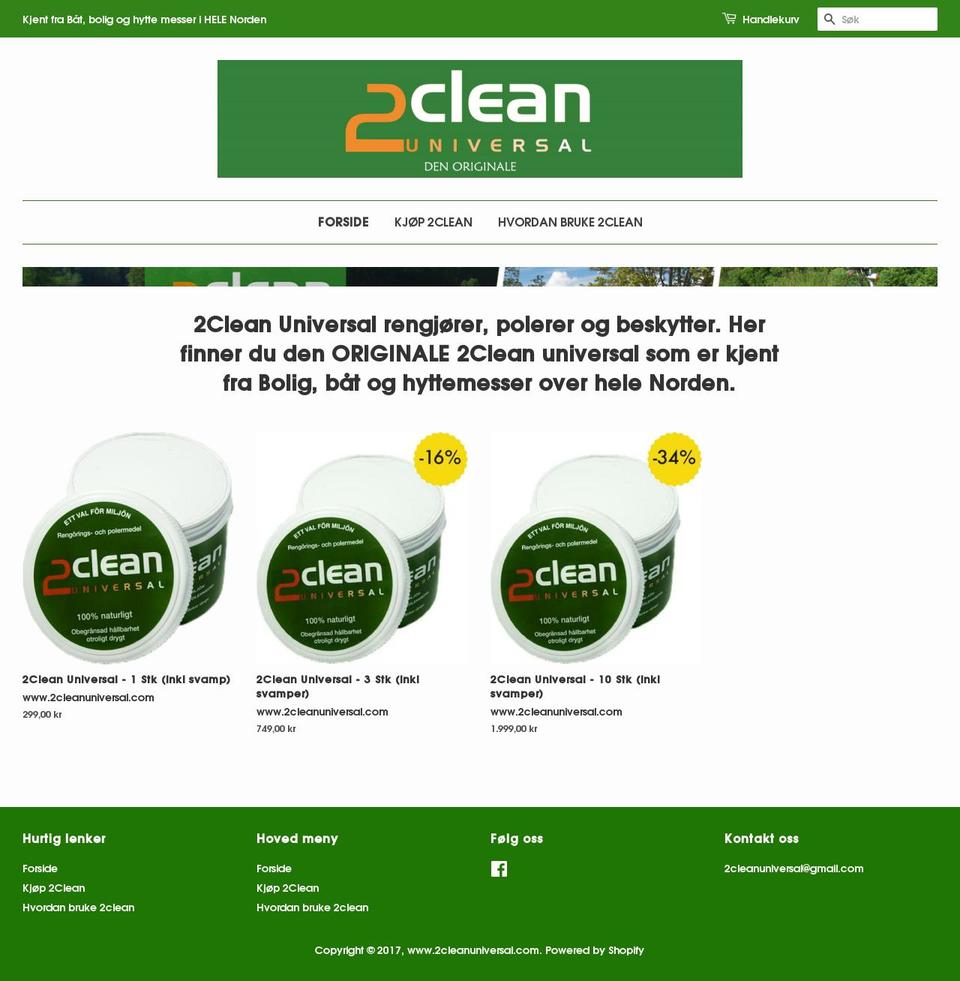 2clean.se shopify website screenshot