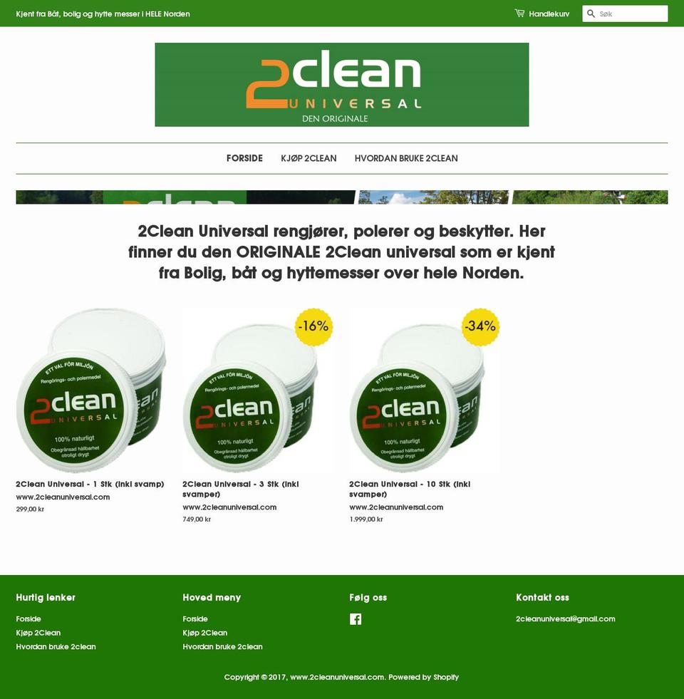 2cleanuniversal.com shopify website screenshot