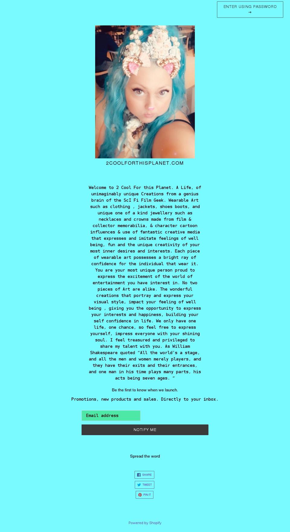 2coolforthisplanet.com shopify website screenshot