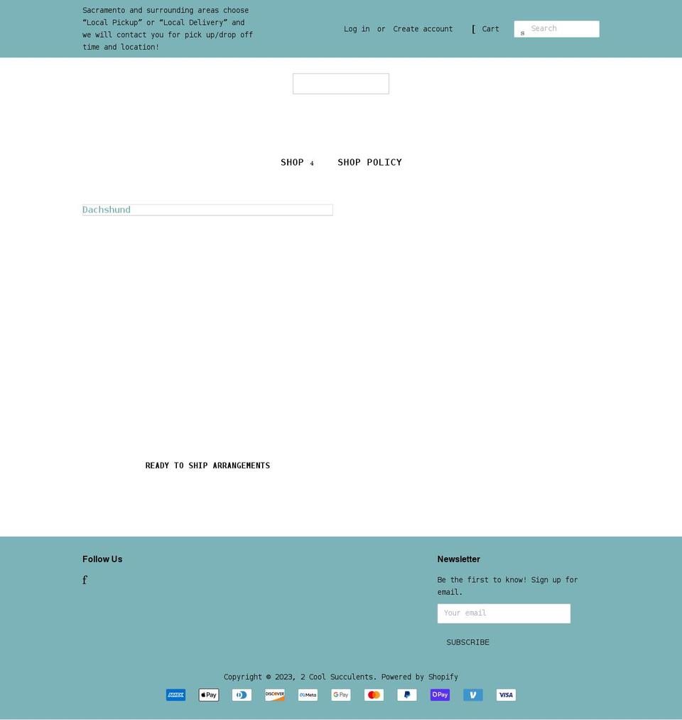 2coolsucculents.com shopify website screenshot